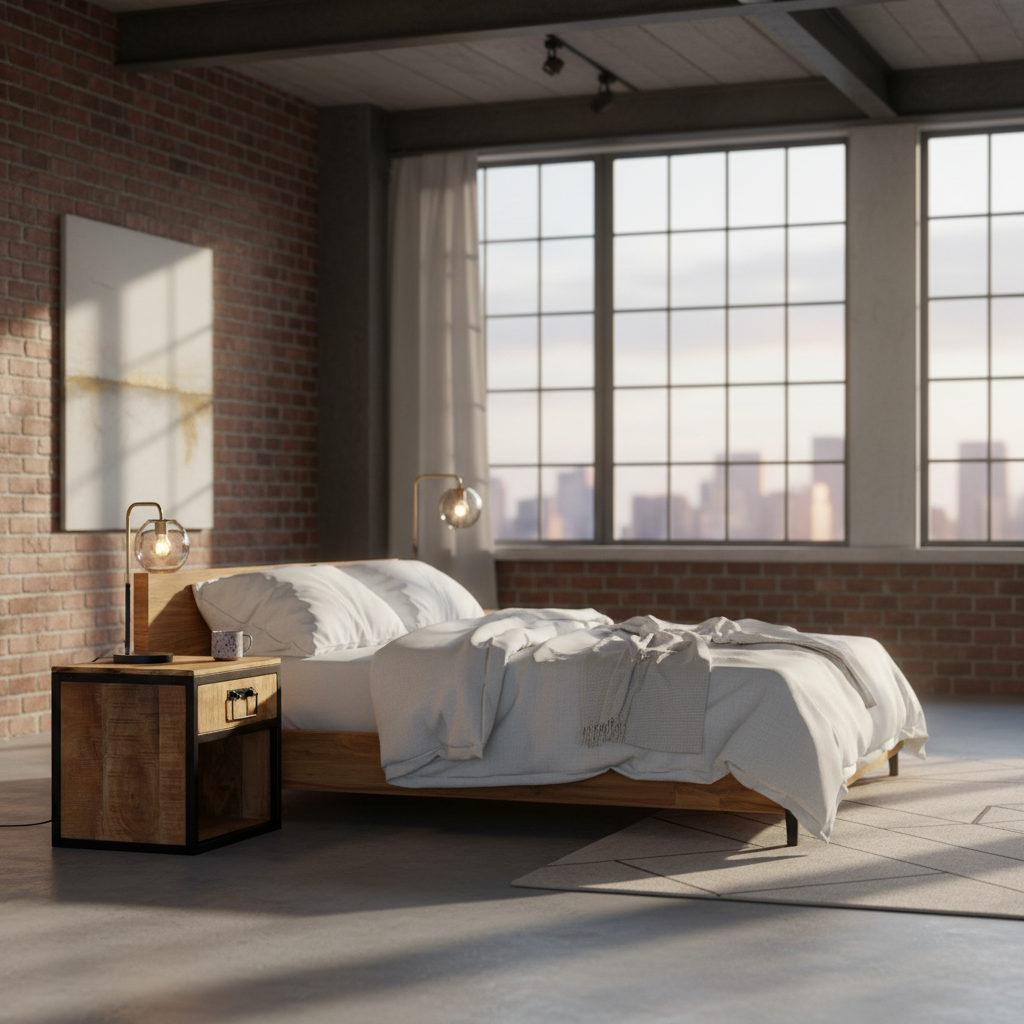 Industrieel nachtkastje in loft