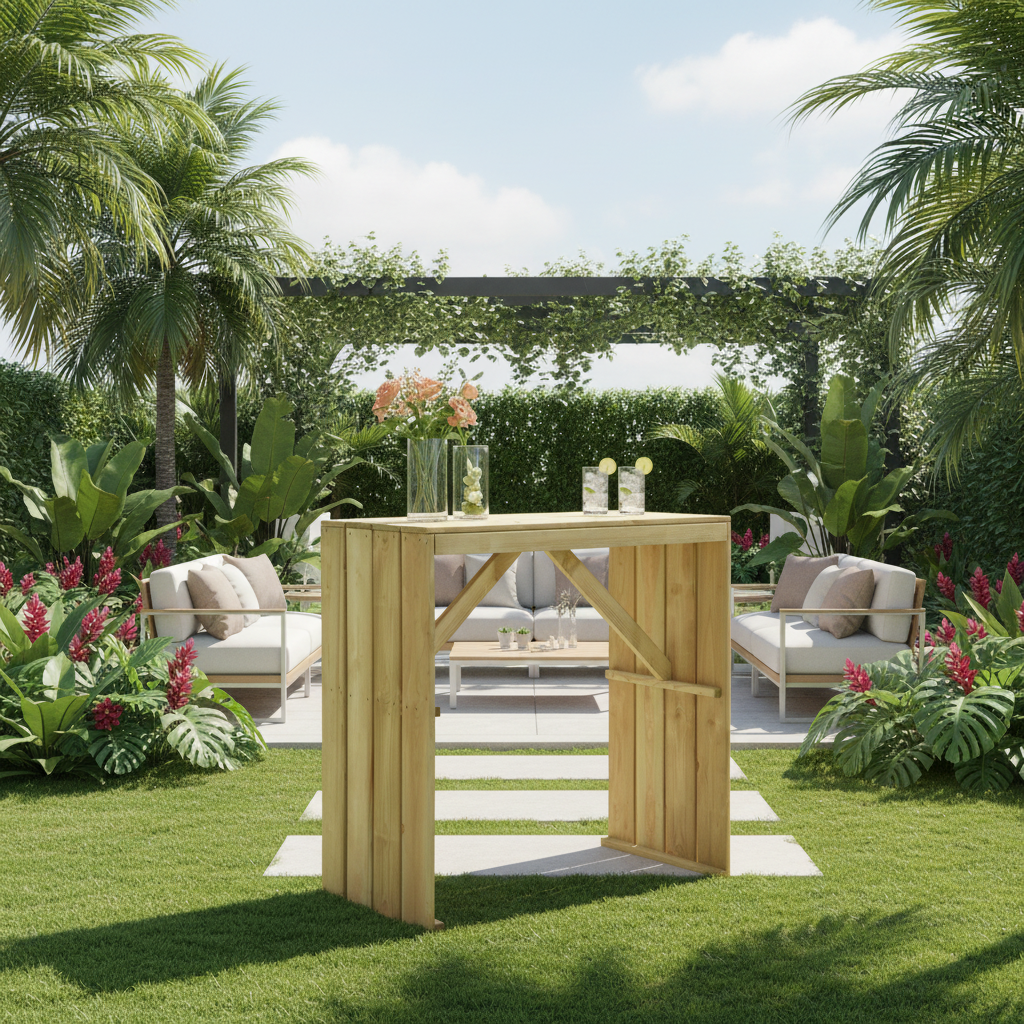 Inklapbare bartafel in ruime tuin