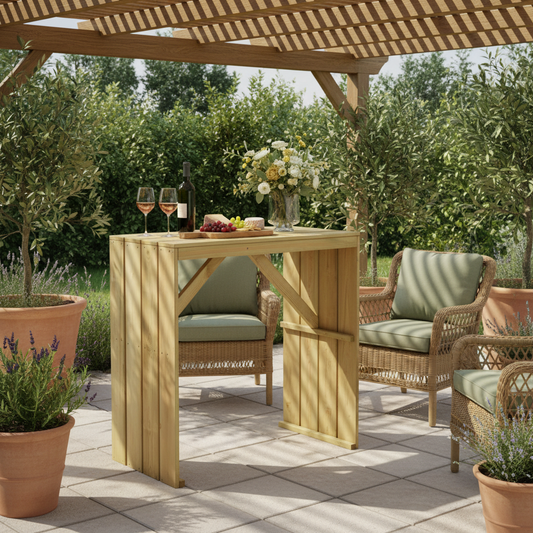 Inklapbare bartafel onder pergola - gestyled