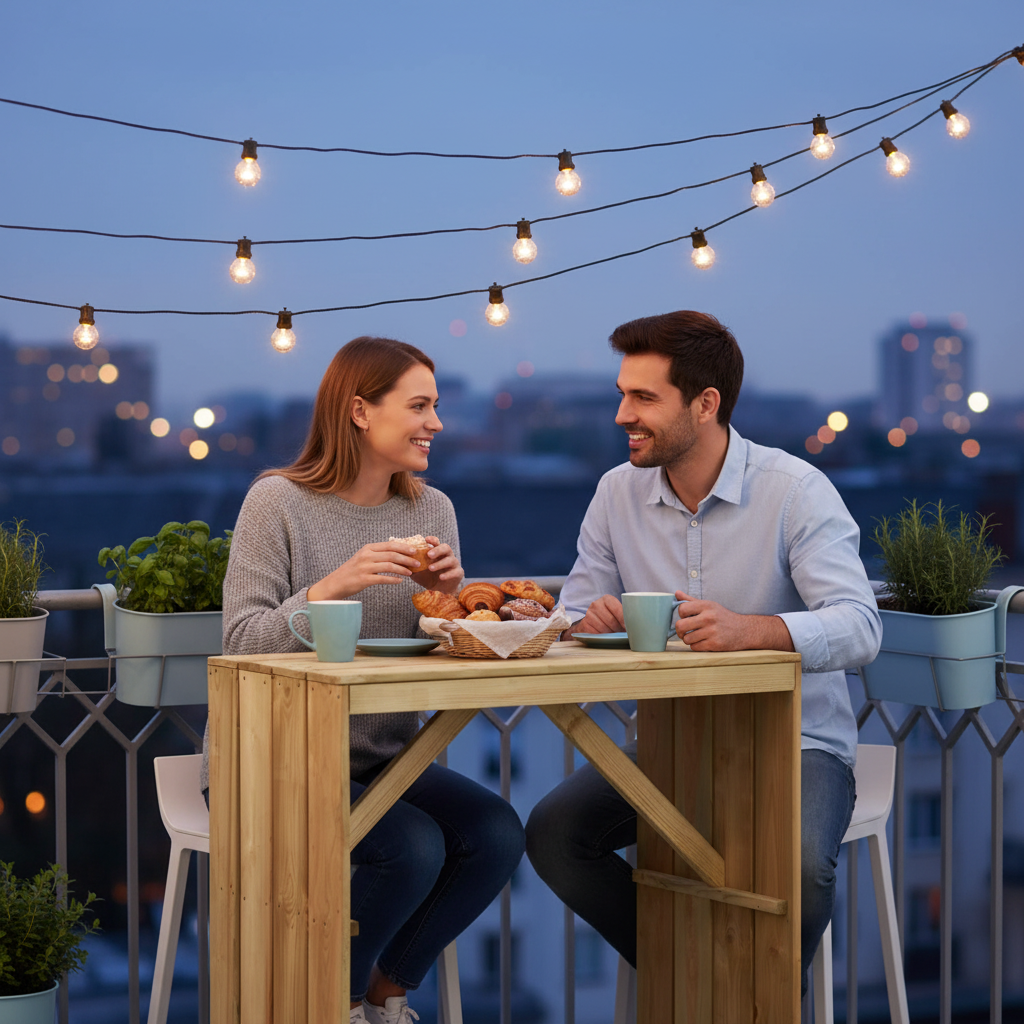 Inklapbare bartafel op balkon