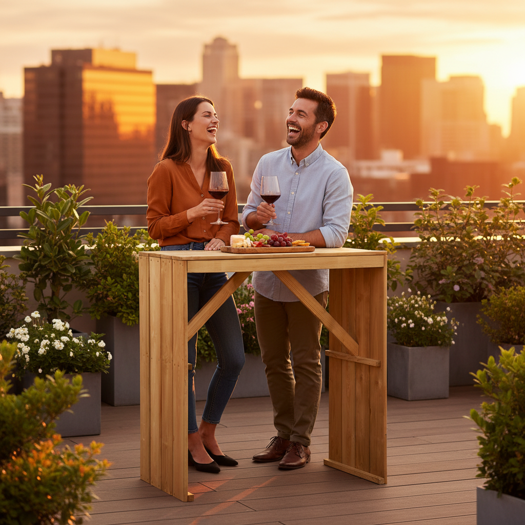 Inklapbare bartafel op dakterras