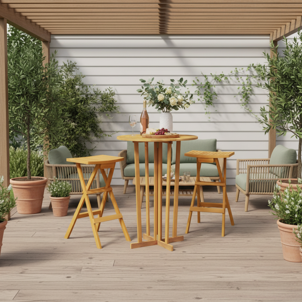 Inklapbare bartafelset onder pergola - gestyled