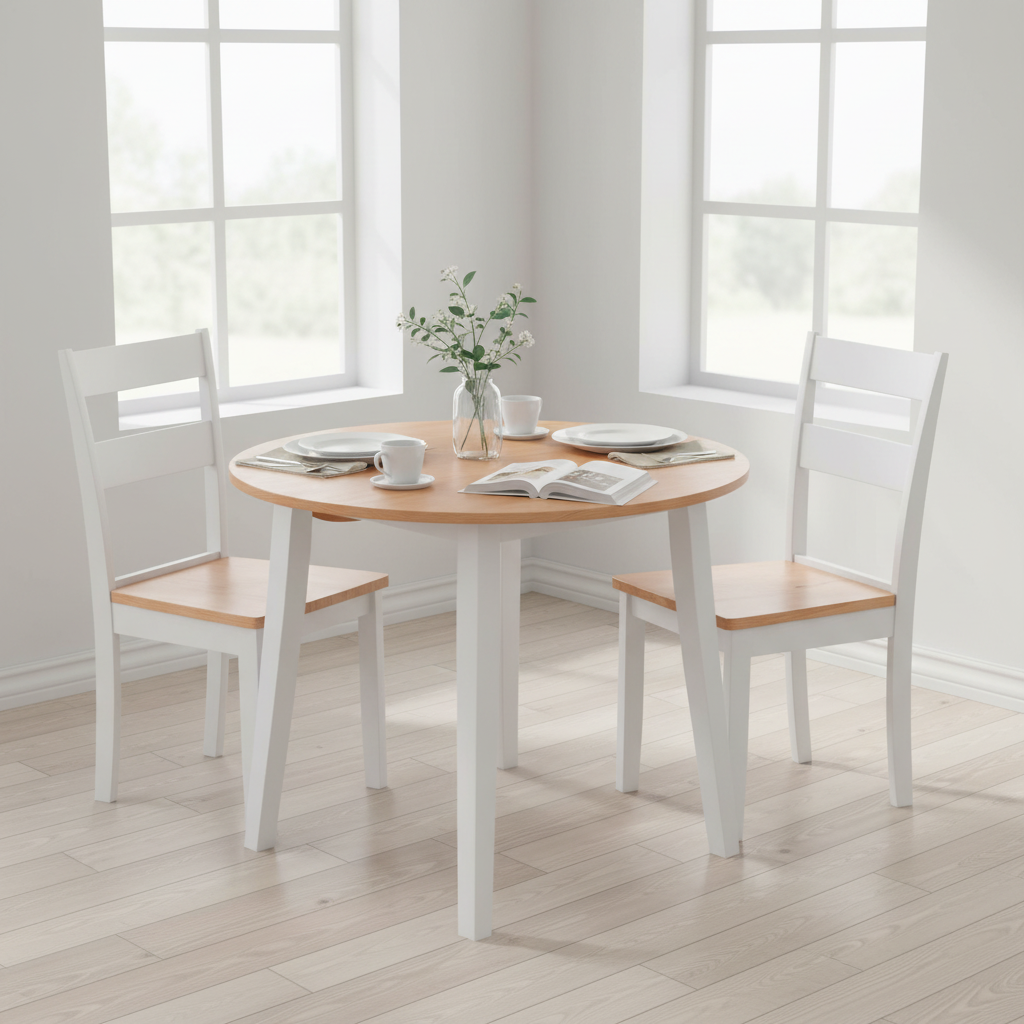 Inklapbare eethoek volledig uitgeklapt