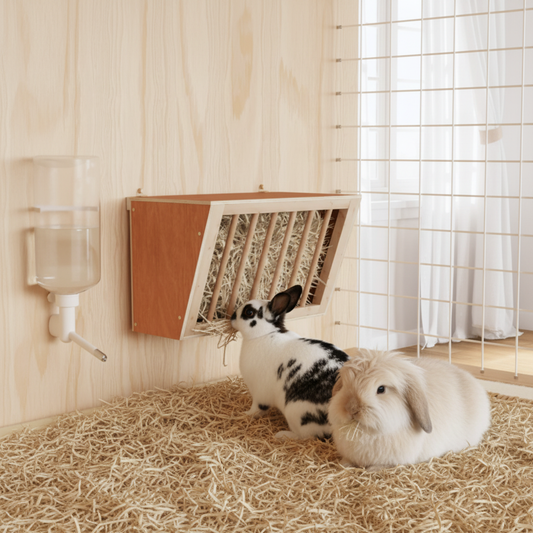 Inside wooden rabbit house