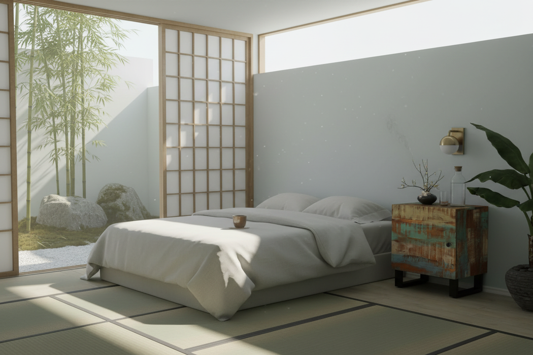 Japanse wabi-sabi zen slaapkamer