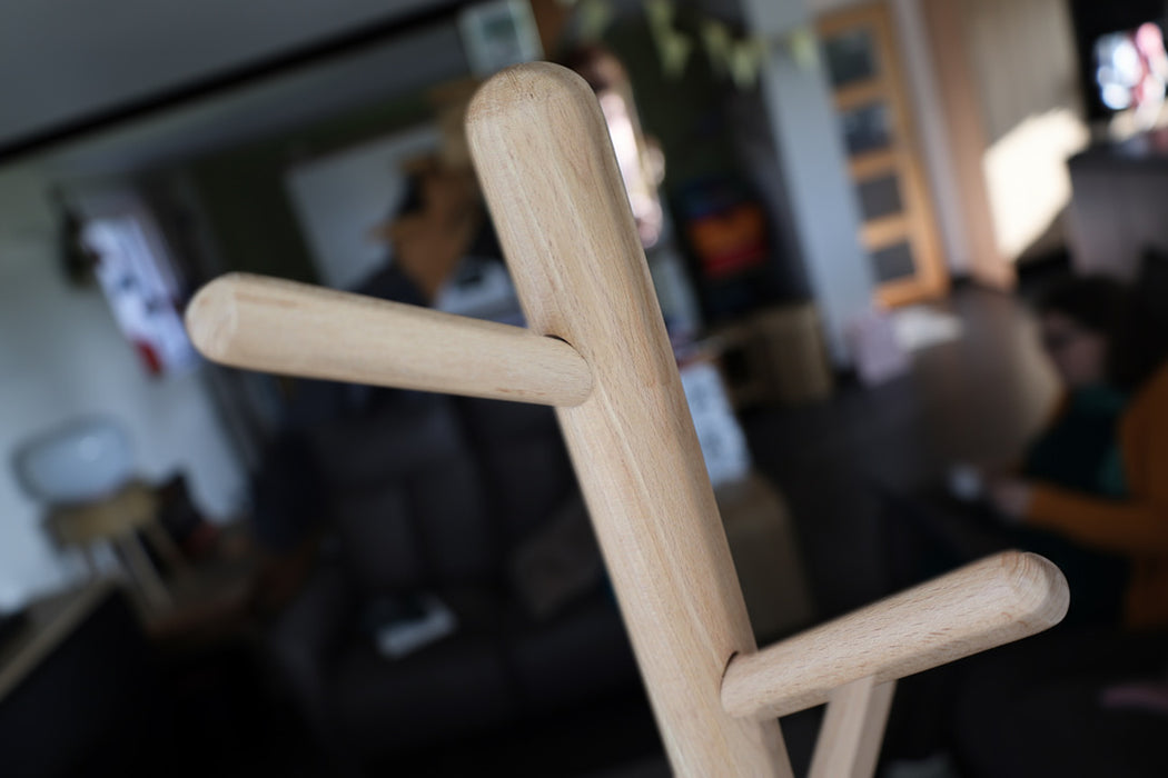 Beech Wood Coat Rack – Minimalist Tripod Design