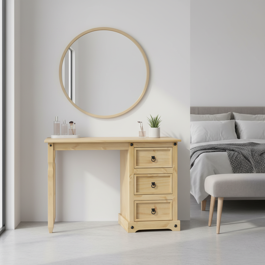 Kaptafel in Scandinavische slaapkamer