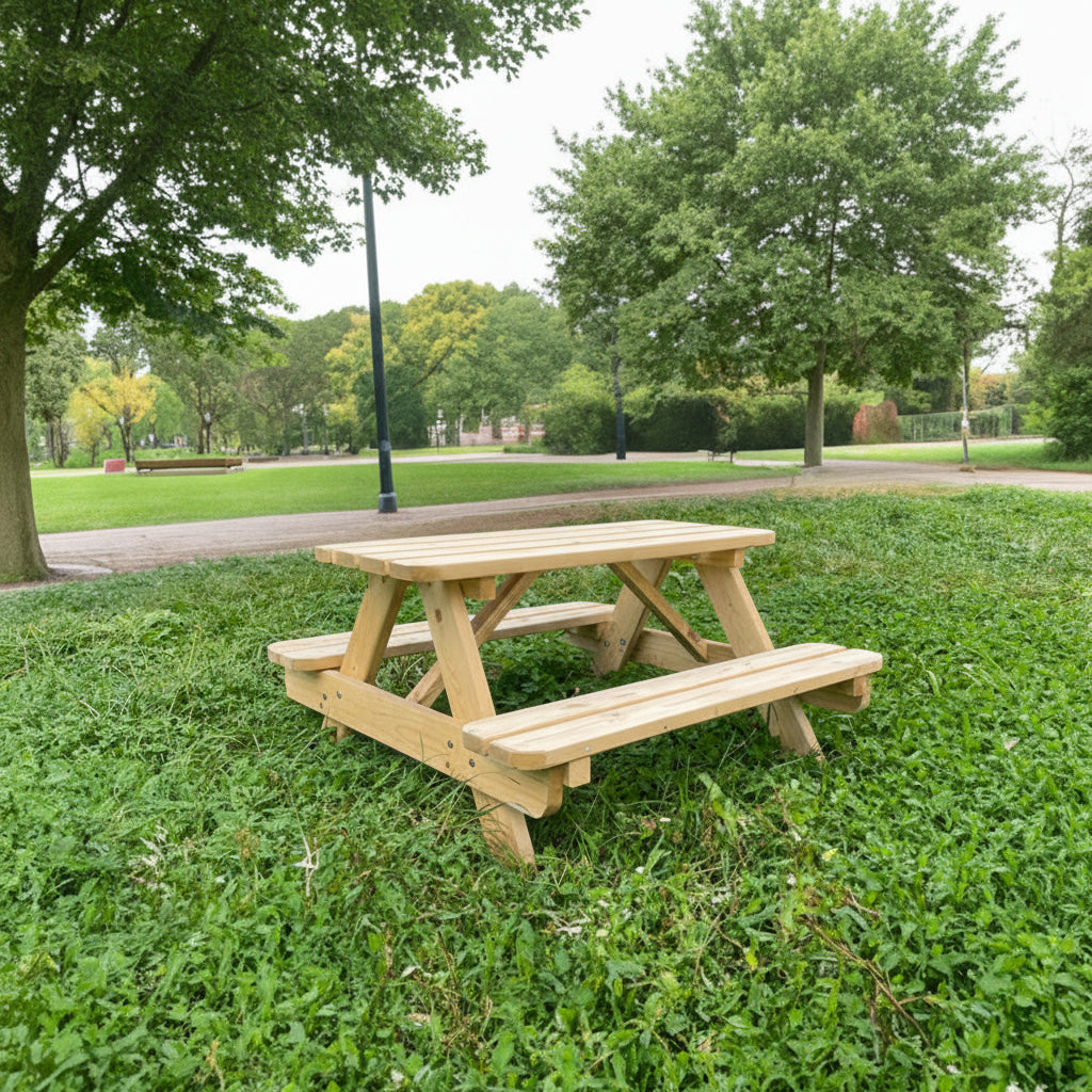 Kinderpicknicktafel Björn KING ® (90 cm.) - behandeld vuren hout – foto 6