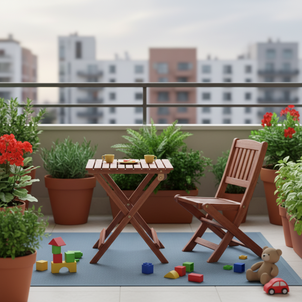 Kinderbalkon met bistroset