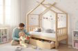 Kinderbed Droompluim wit met papa en kind