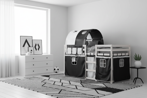 Kinderbed Kevin wit-zwart in minimalistische kamer