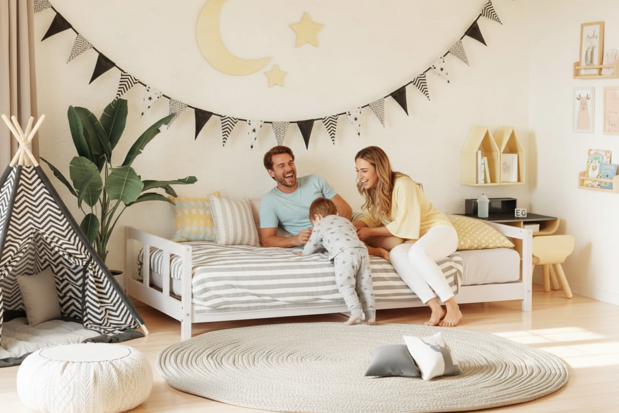 Kinderbed Milan wit met gezin