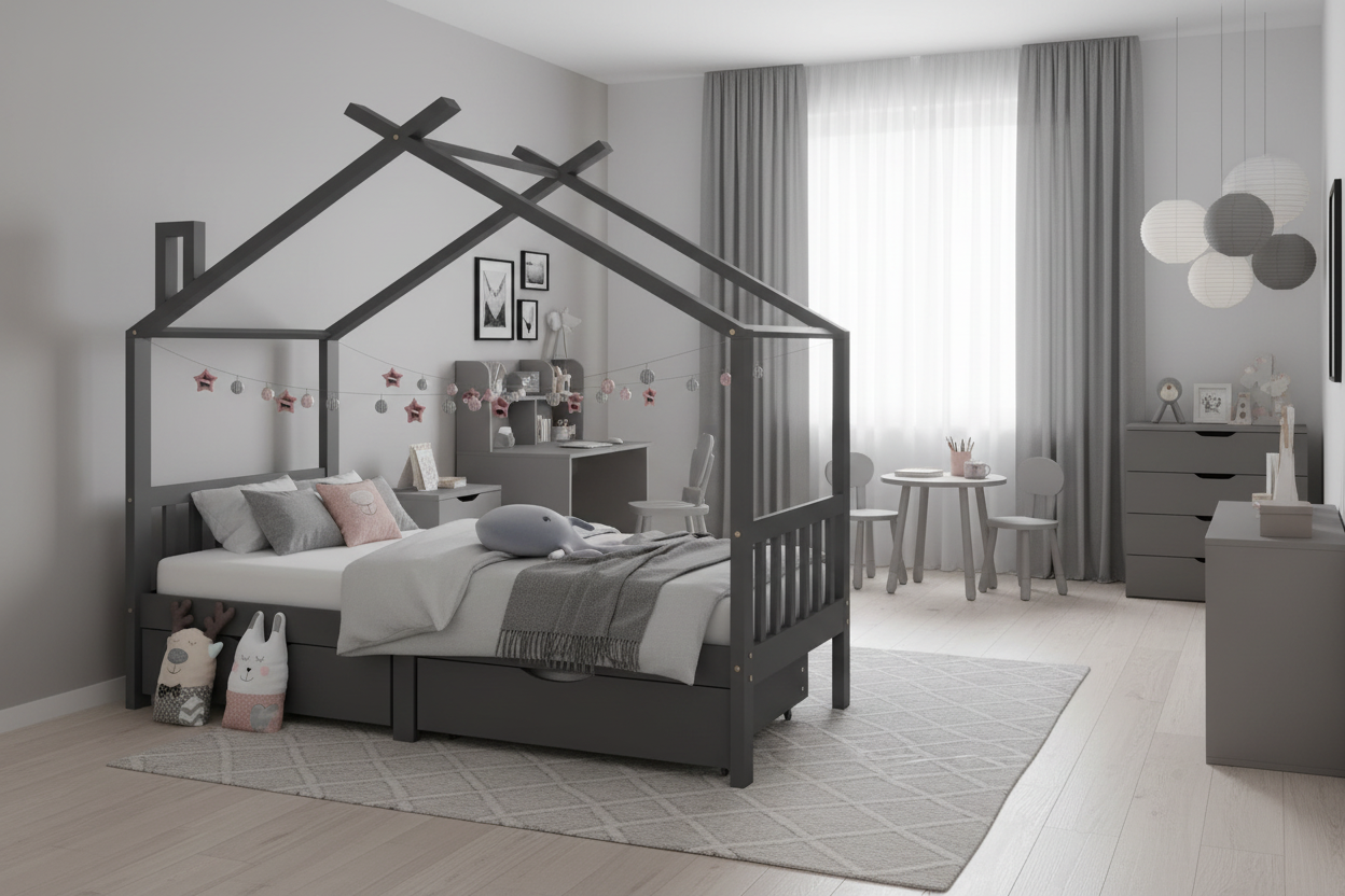 Kinderbed Peter donkergrijs zonder mensen