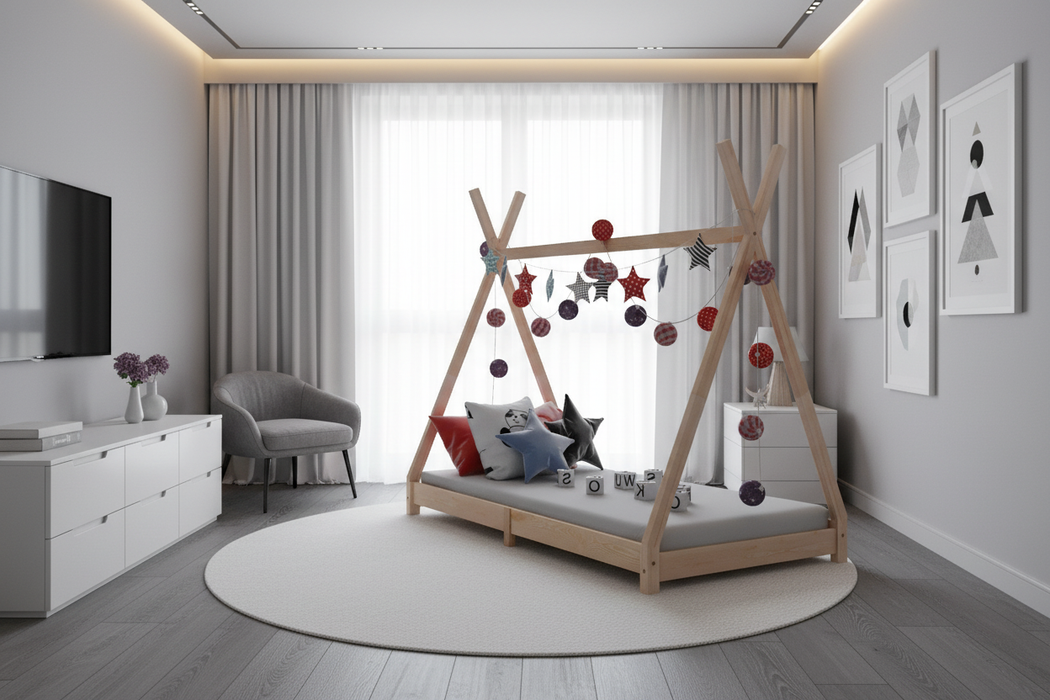 Kinderbed Tipi grijs