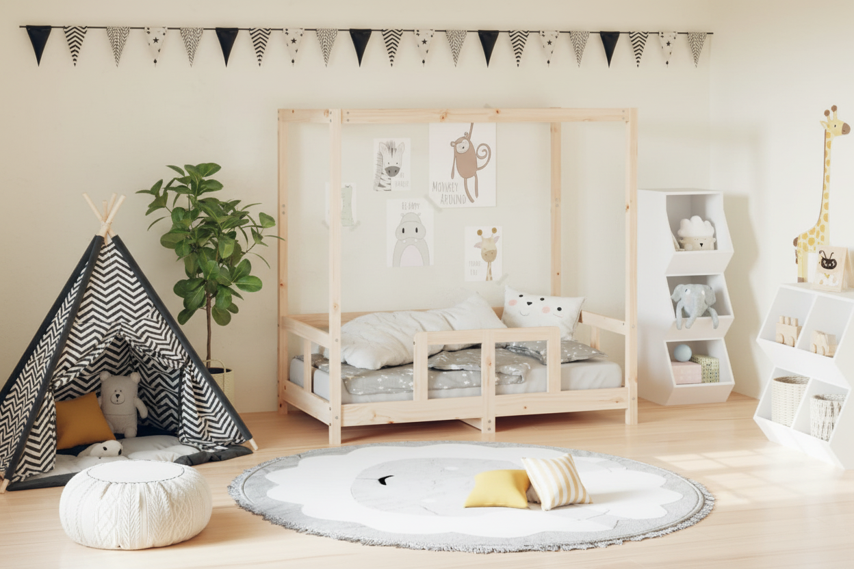 Kinderbedframe Noor 70x140 naturel met randje
