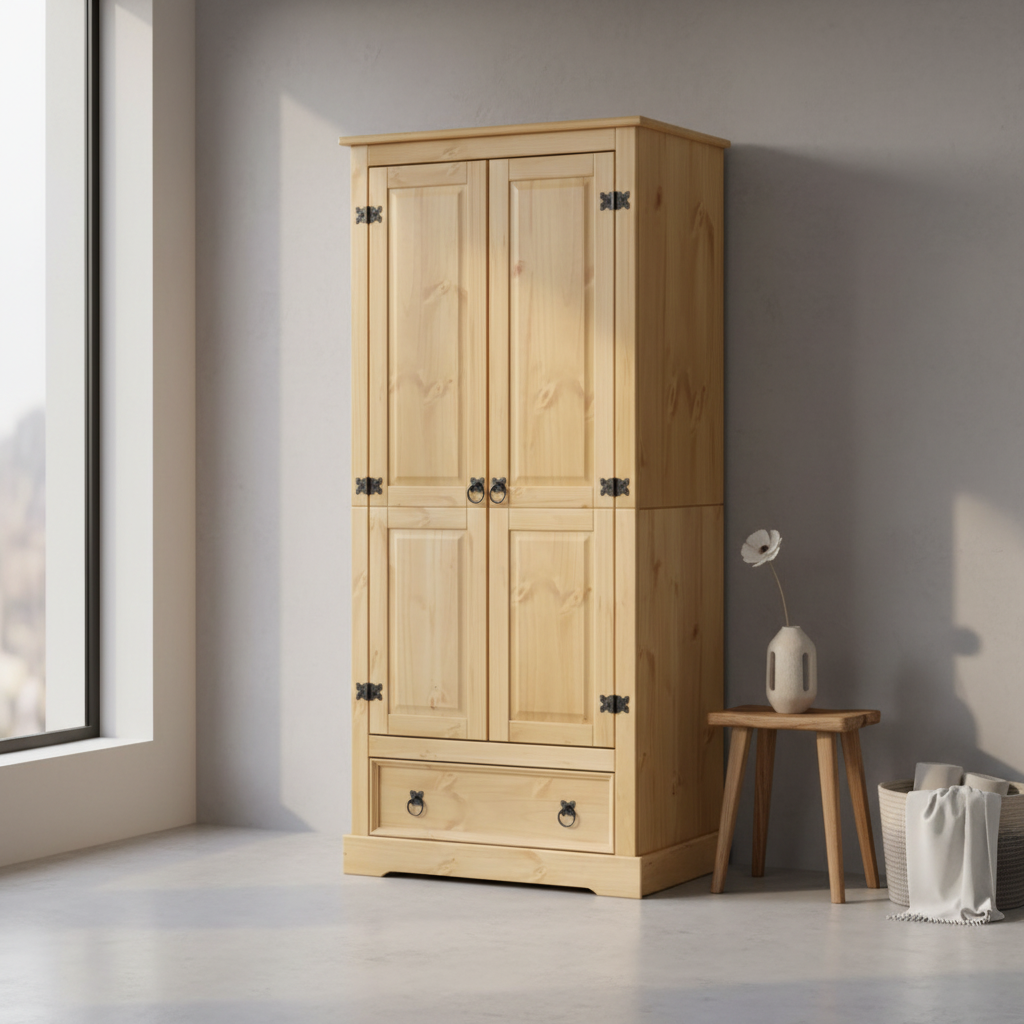 Kledingkast in minimalistische slaapkamer