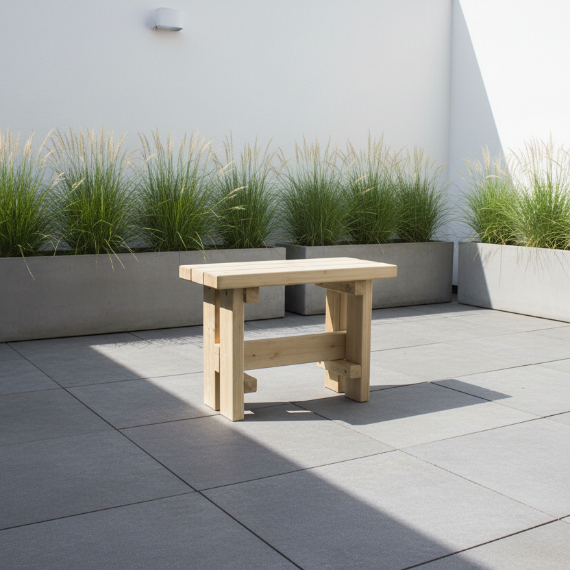 Krukbank grijze steentegels modern