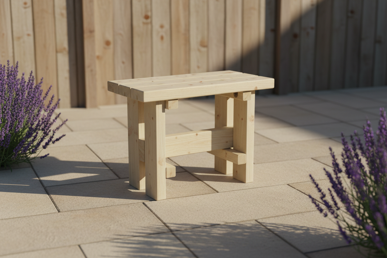 Krukbank zandsteen tegels patio