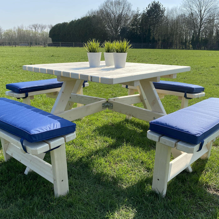 Zacht marineblauw picknicktafel kussen 96 cm