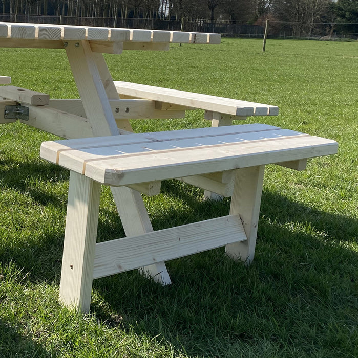 Vierkante houten picknickbank (onbehandeld) 200 cm x 200 cm KING ® / 4cm dikte