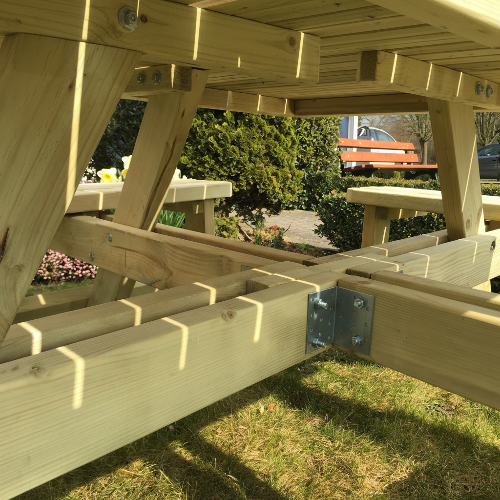 Vierkante picknicktafel XXL KING ® - 4 cm dikte (200 x 200cm) – foto 3