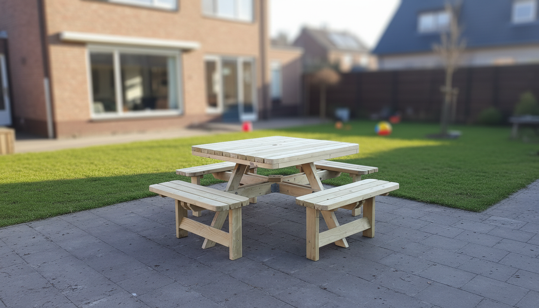Vierkante picknicktafel XXL KING ® - 4 cm dikte (200 x 200cm) – foto 4