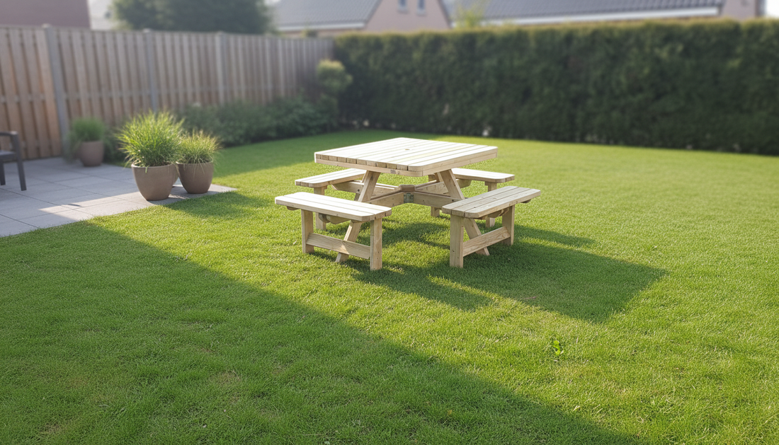 Vierkante picknicktafel XXL KING ® - 4 cm dikte (200 x 200cm) – foto 5