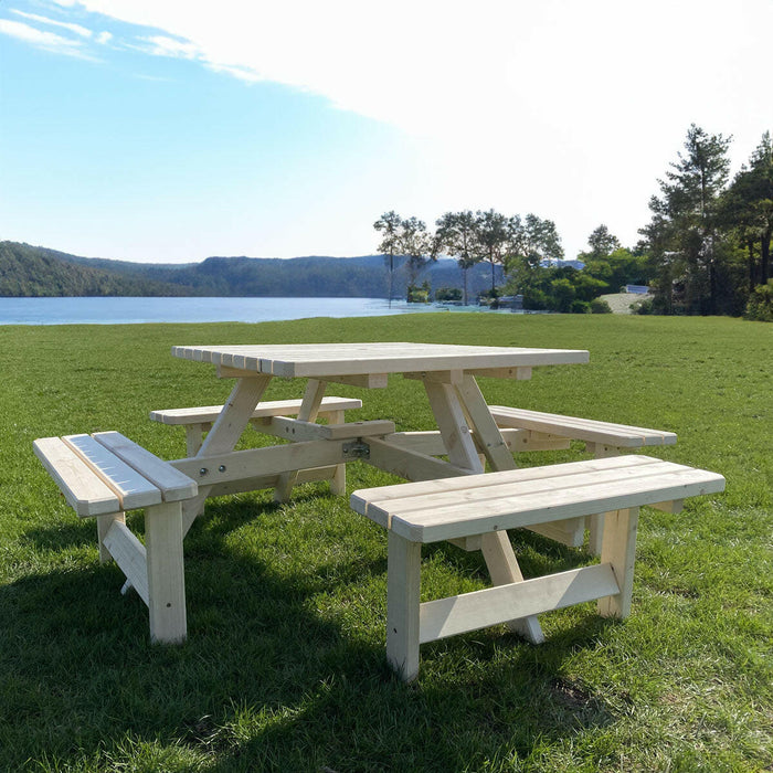 Vierkante picknicktafel (onbehandeld) - 200 cm x 200 cm