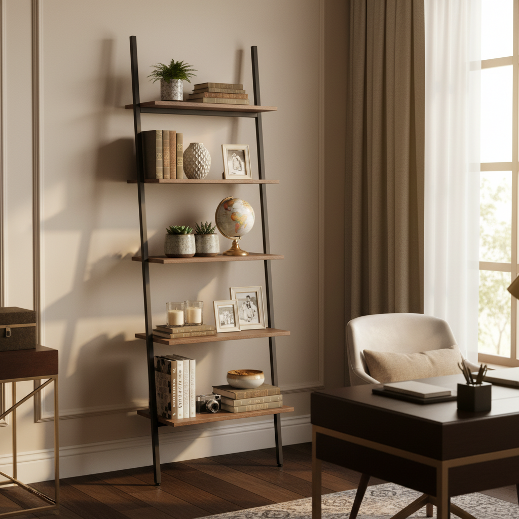 Ladderrek donkerbruin vrijstaand 185.5cm