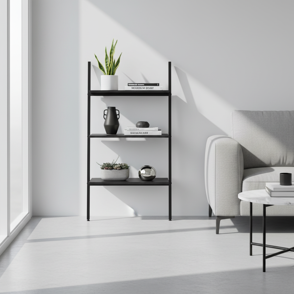 Ladderrek zwart vrijstaand 116cm