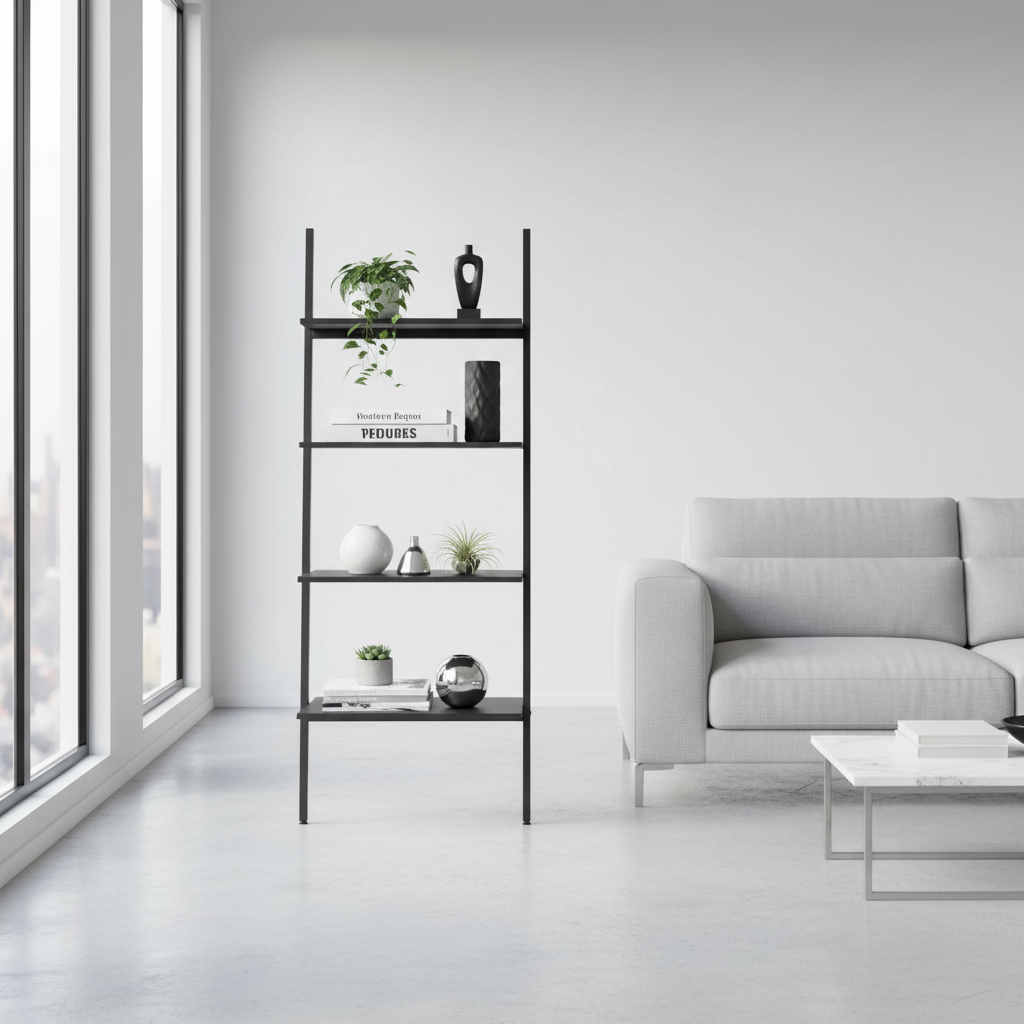 Ladderrek zwart vrijstaand 150cm