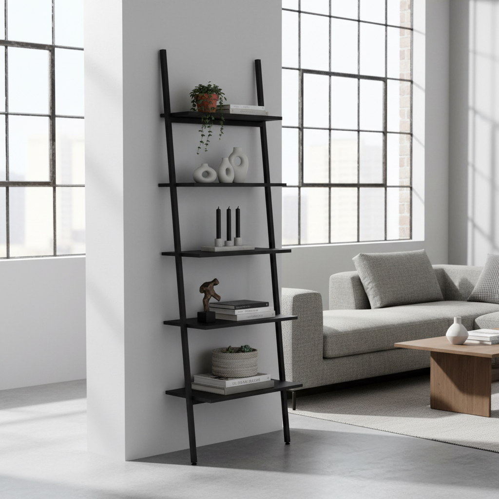 Ladderrek zwart vrijstaand 185.5cm