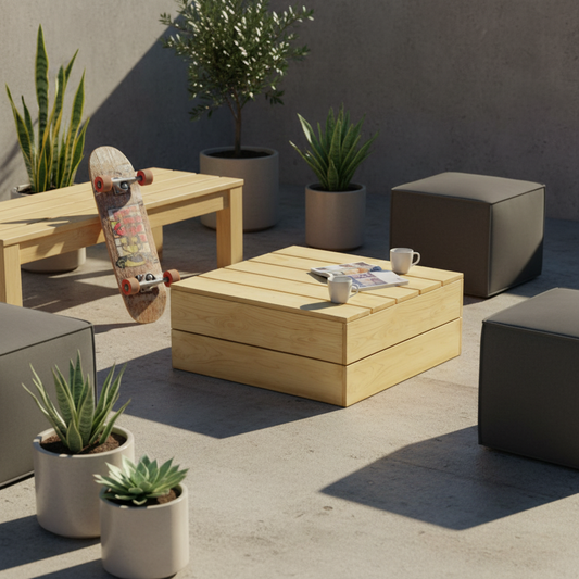 Lage tafel met skateboard