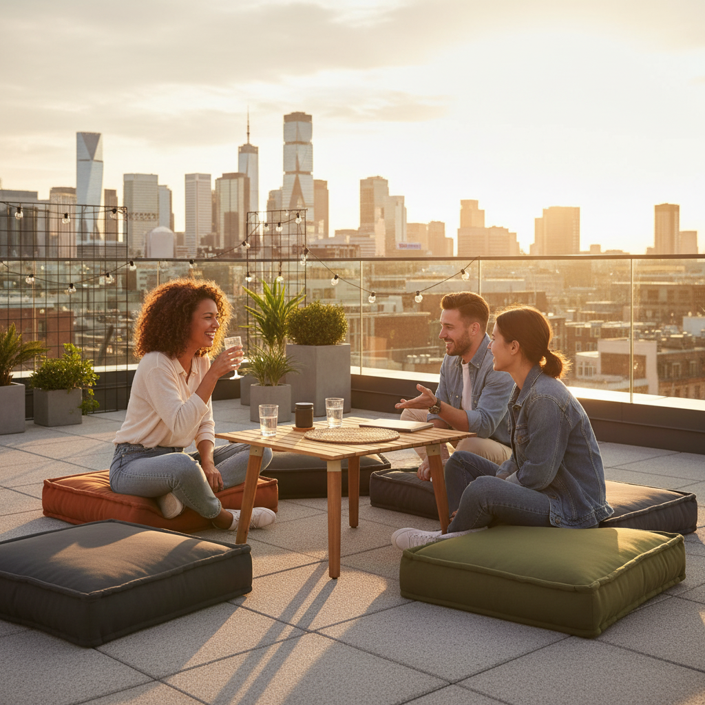 Lage tafel op rooftop
