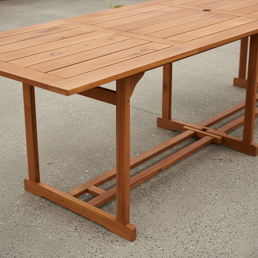 Lange tuintafel detail shot