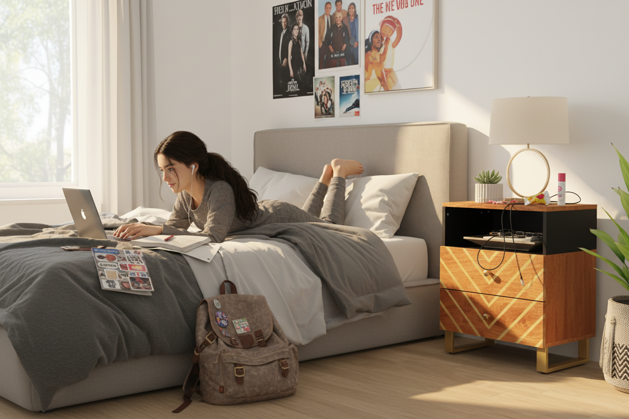 Latina tiener doet huiswerk