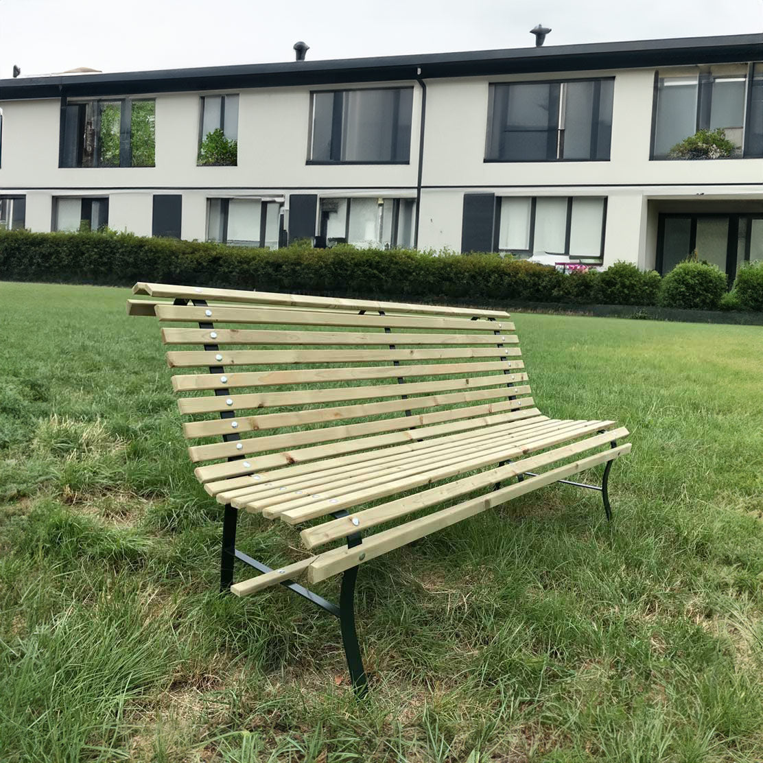 Banc à lattes piètement acier galvanisé