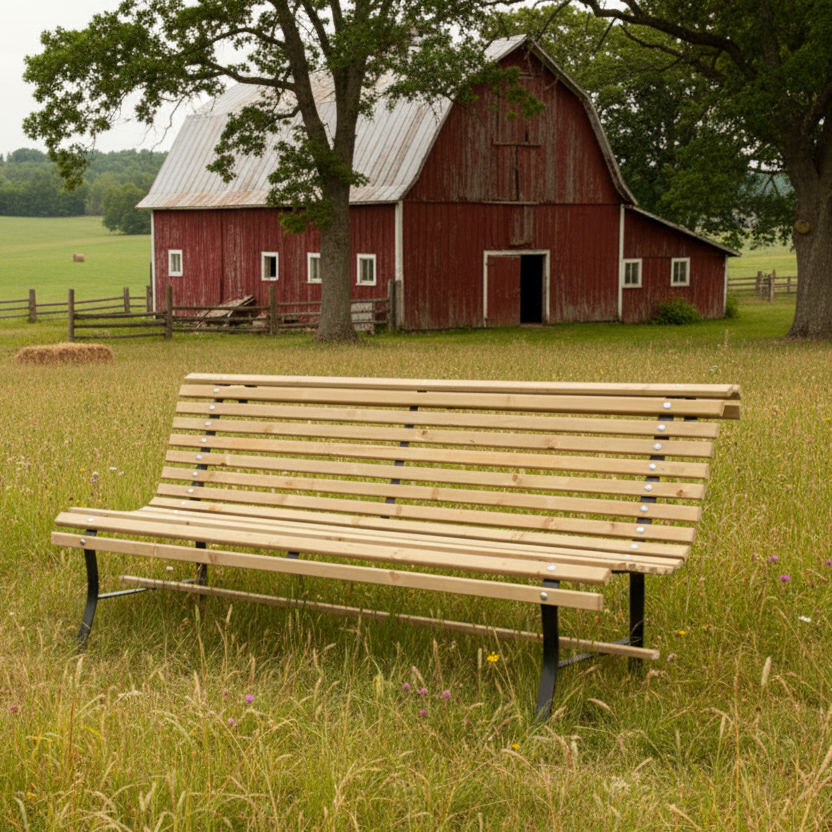 Lattenbank op boerderij