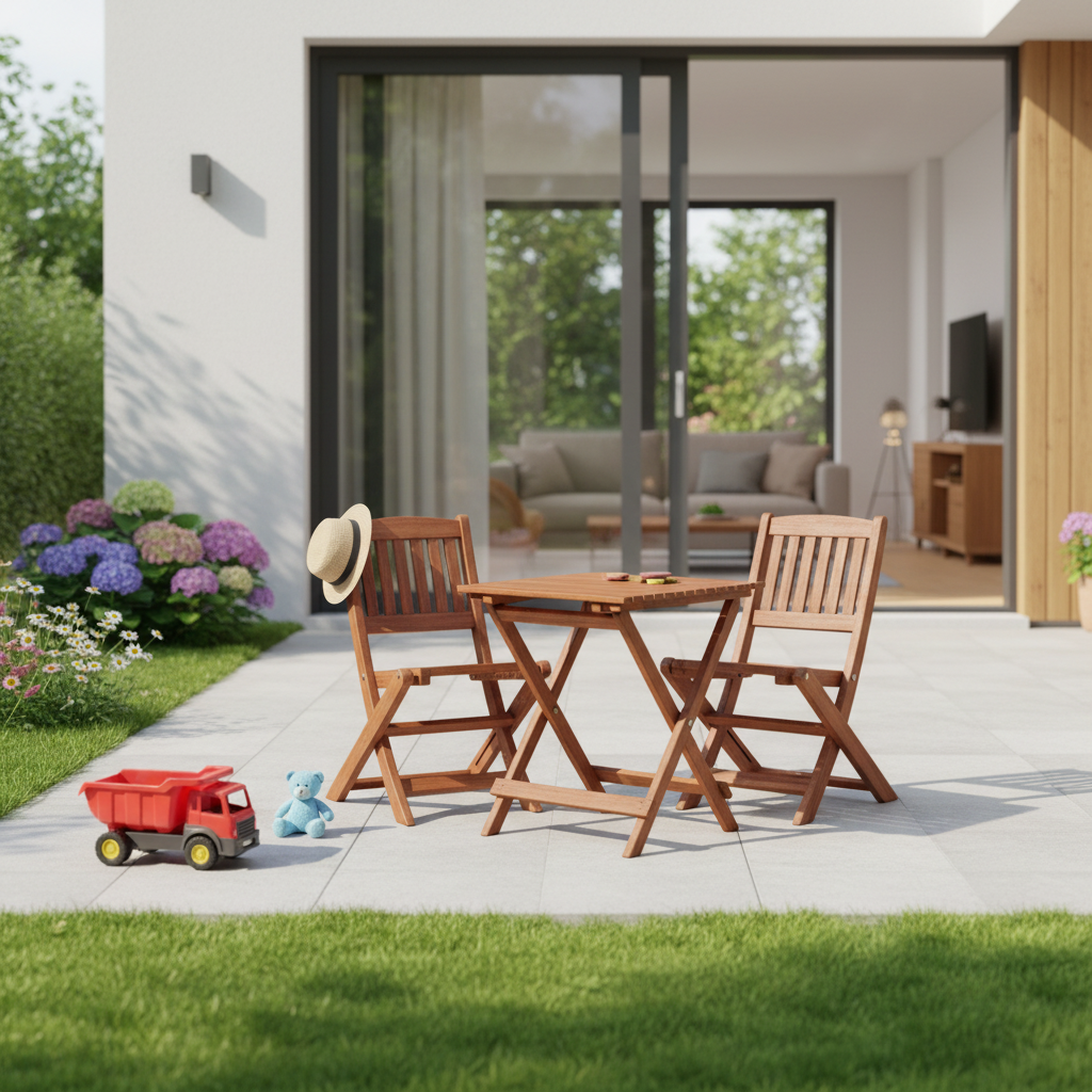 Lege kinderbistroset op patio