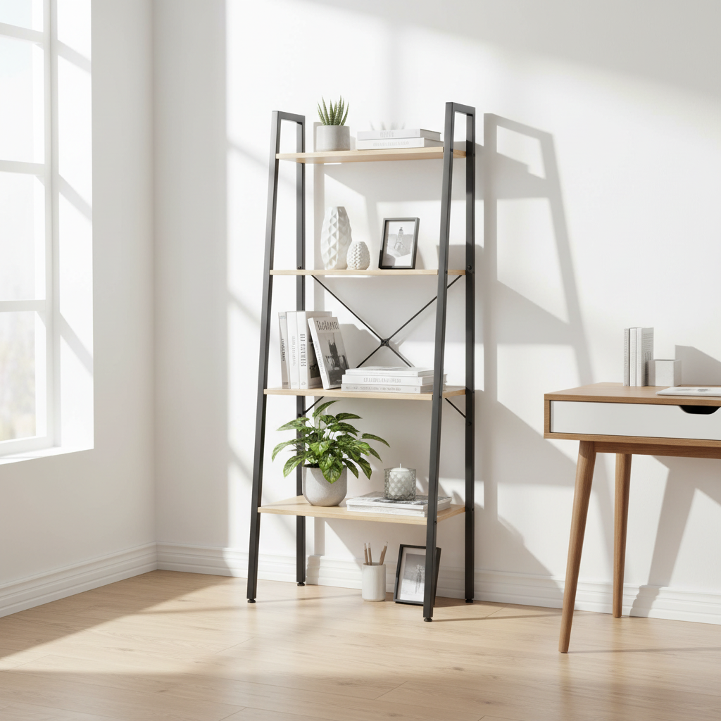 Lichtbruine ladder-boekenkast 140cm