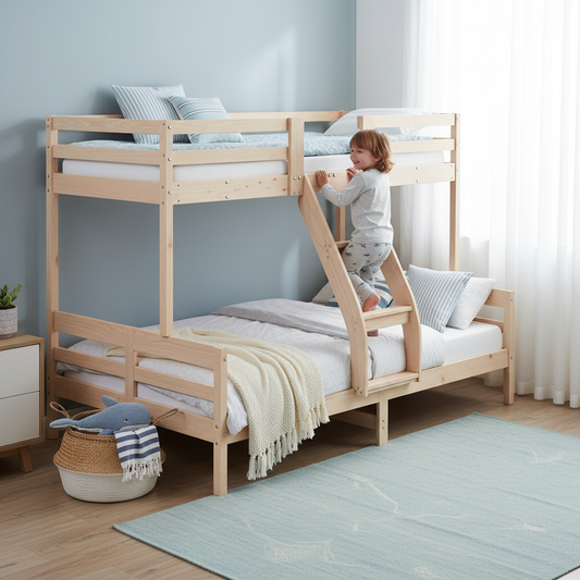 Lichthout stapelbed in coastal slaapkamer