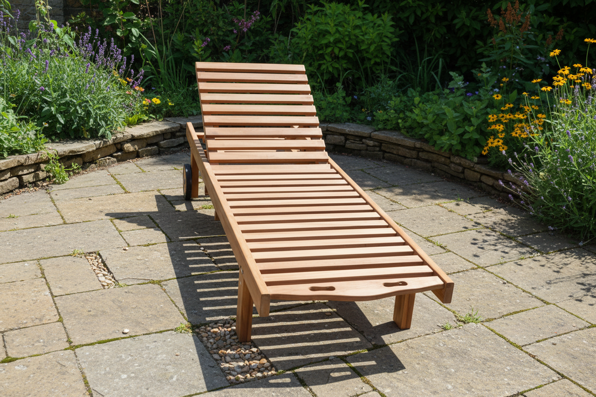 TEAK ligzetel met wielen – verstelbaar in 6 standen - 200 € korting – foto 14