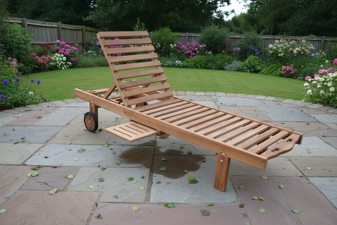 TEAK ligzetel met wielen – verstelbaar in 6 standen - 200 € korting – foto 13