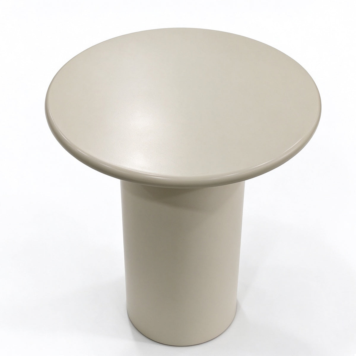 Liora ronde bijzettafel Ø40 × 45 cm in hoogglans crème op één zuil, studiofoto