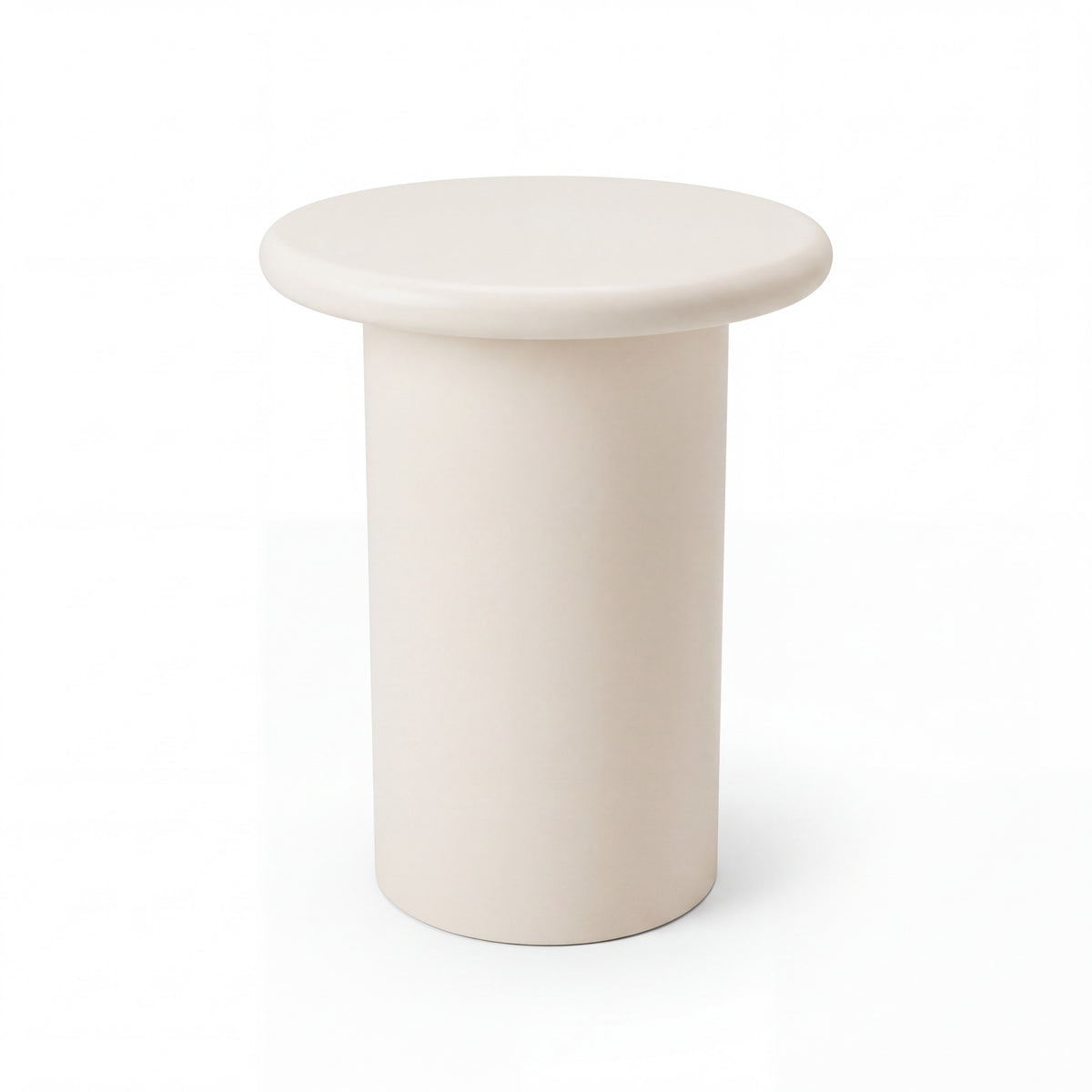 Liora paddenstoel-bijzettafel Ø30 × 40 cm in mat crème, op witte achtergrond