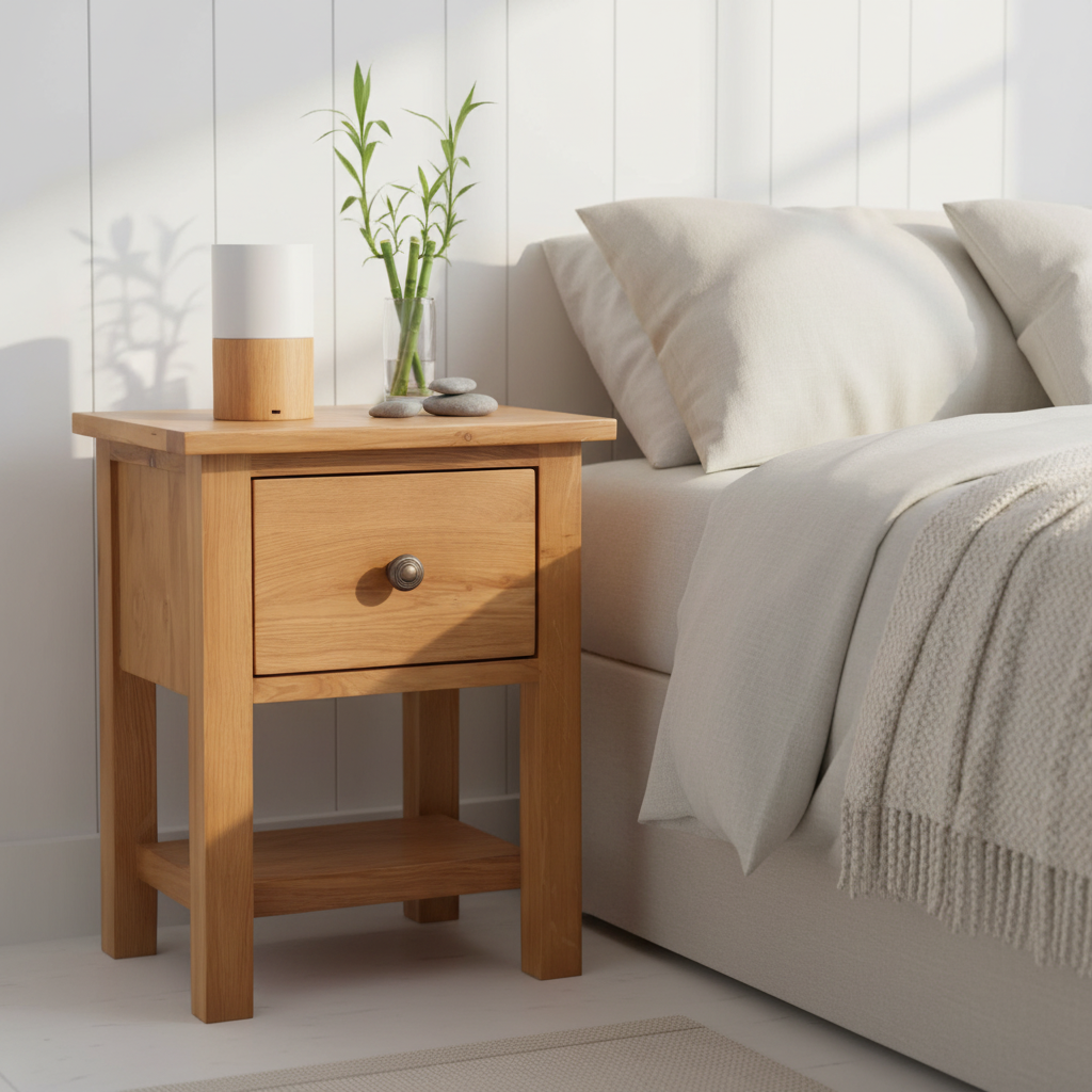 MANERO nachtkastje in spa-like slaapkamer