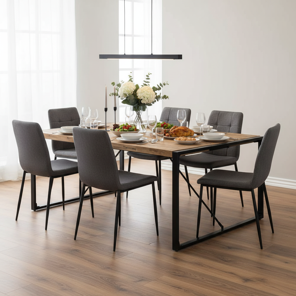 Massief houten eettafel rijk gestyleerd