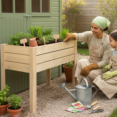 Minigarden Liv in tuin met familie