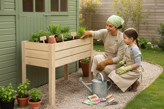 Minigarden Liv in tuin met familie