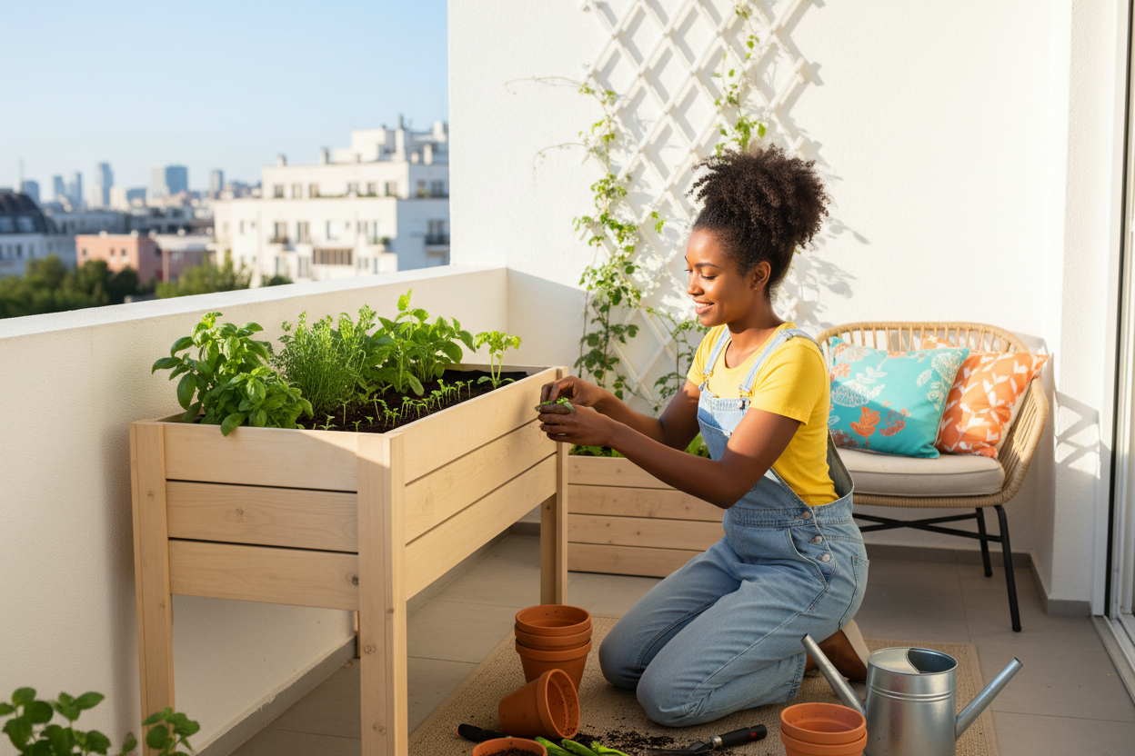 Minigarden Liv op balkon met kruiden